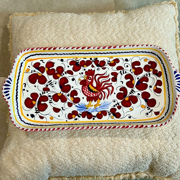 Ricco Deruta By Deruta of Italy -Rooster cheese cracker sandwich tray.
